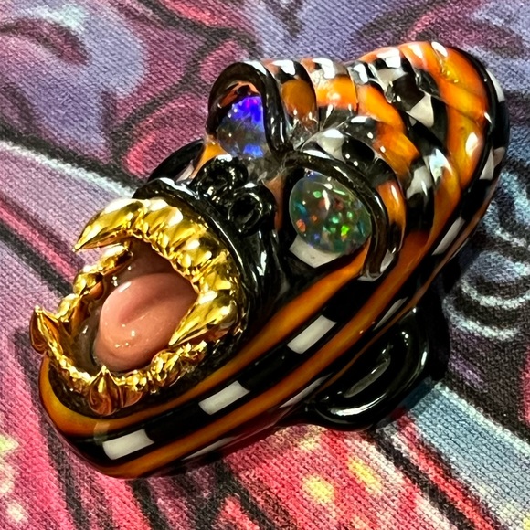 2016 FireFly Glass, Orange/Blk “Gold Grill Gorilla” heady pendant super RARE 1/1 - Picture 3 of 7